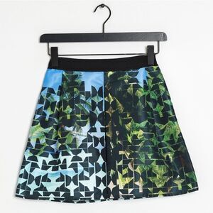 NWOT Pinko Mini Skirt A Line Patterned Size 2 XS Italian Zipper Summer Luxury